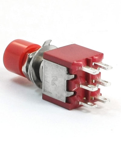 Harfington Uxcell AC 120V 5A Red Cap 6 Pin DPDT 2 Positions Momentary Mini Push Button Switch