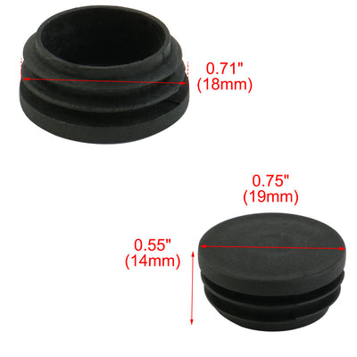 Harfington Uxcell 19mm Dia Plastic Round Tube Inserts End Blanking Caps Black 100 Pcs