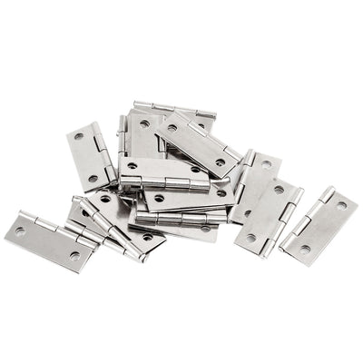 uxcell Uxcell 20 Pcs Screw Mounted Silver Tone Stainless Steel Door Hinges 1.4"