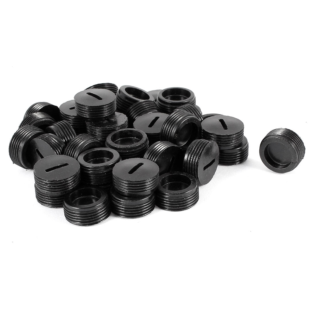 uxcell Uxcell 40 Pcs 7mm High 15.3mm Dia External Thread Round Black Plastic Motor Carbon Brush Holder Cap Cover
