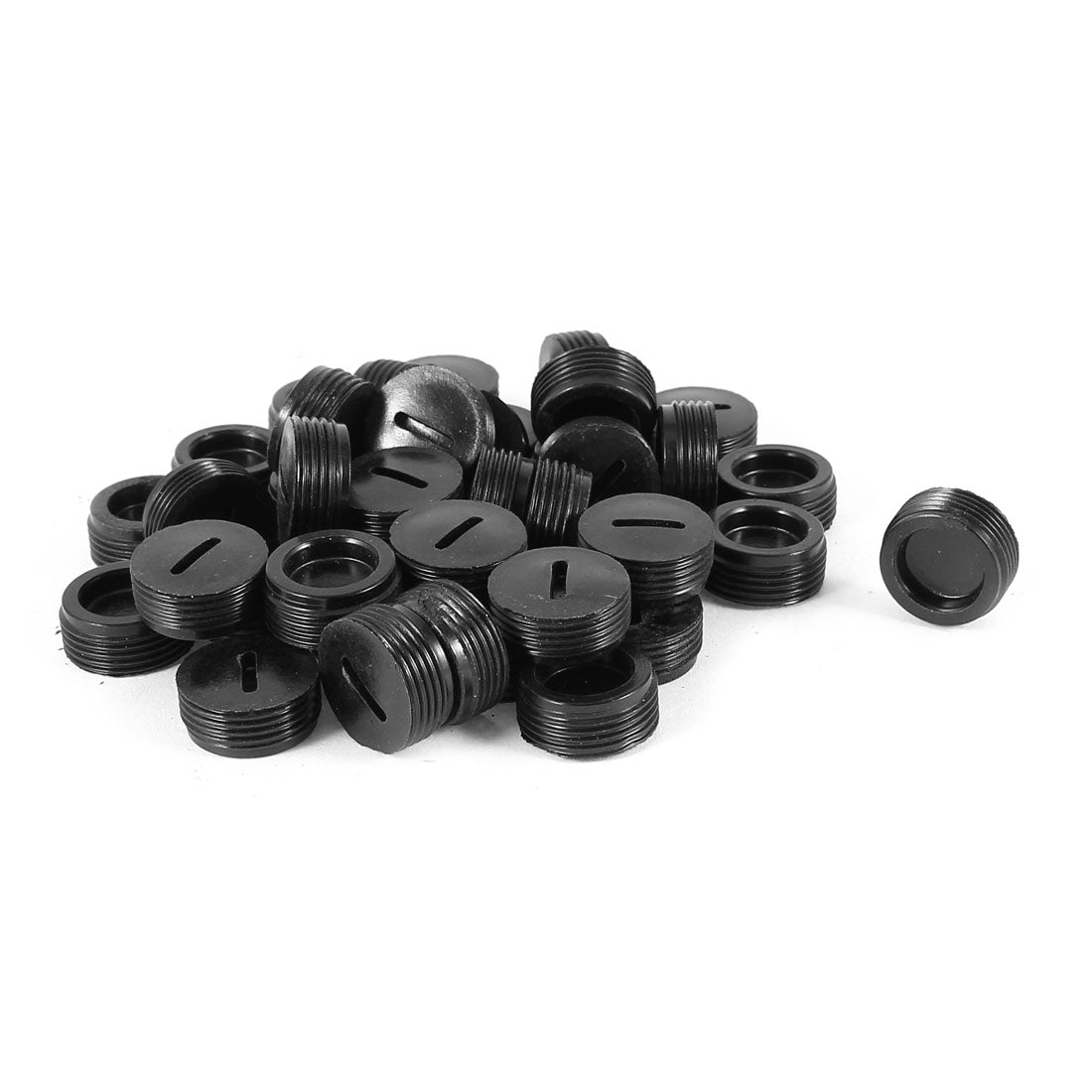 uxcell Uxcell 40 Pcs 15mm Dia External Thread Slotted Top Plastic Motor Carbon Brush Holder Cap Cover Black