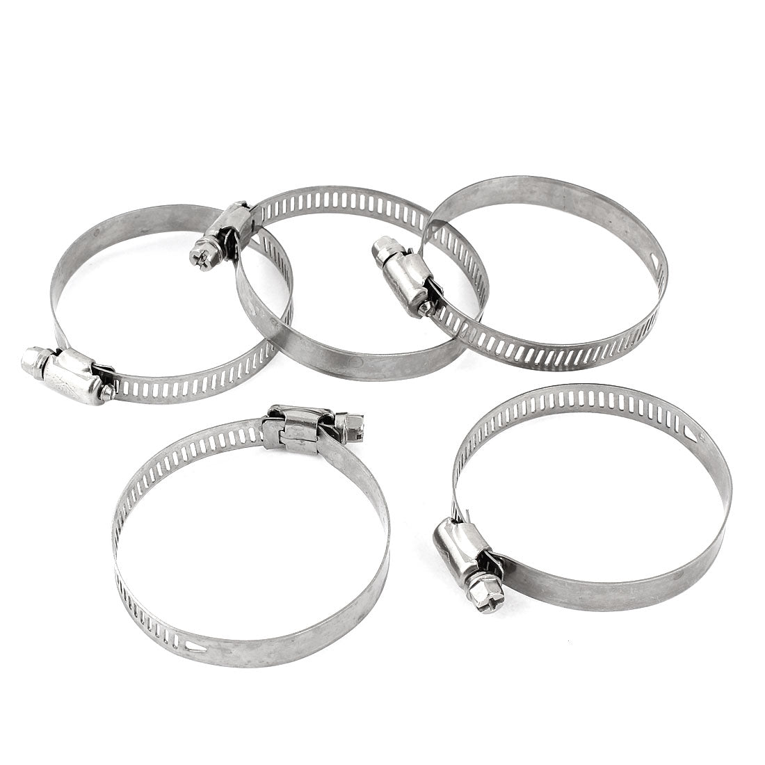 uxcell Uxcell 5Pcs 40mm-64mm Car Metal Adjustable Band Hose Clamp Cable Tight Click