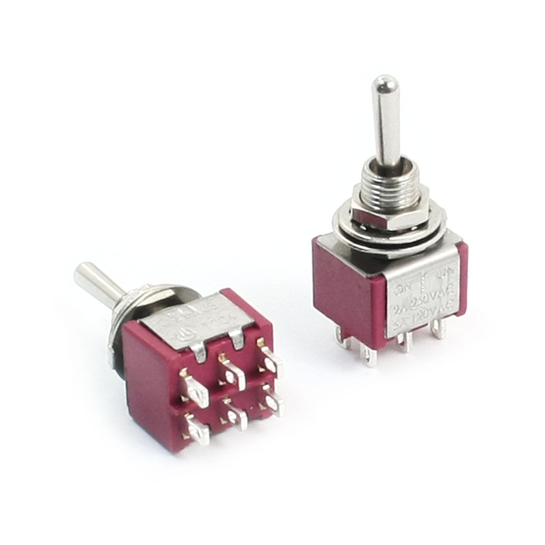 uxcell Uxcell 2pcs Switching Light Toggle Switch 3 Positions 6Pins DPDT Momentary