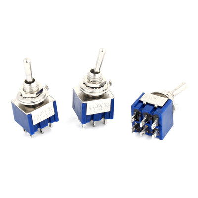Harfington Uxcell 3 Pcs Switching Light Toggle Switch 3 Positions 6Pins DPDT AC 125V 6A