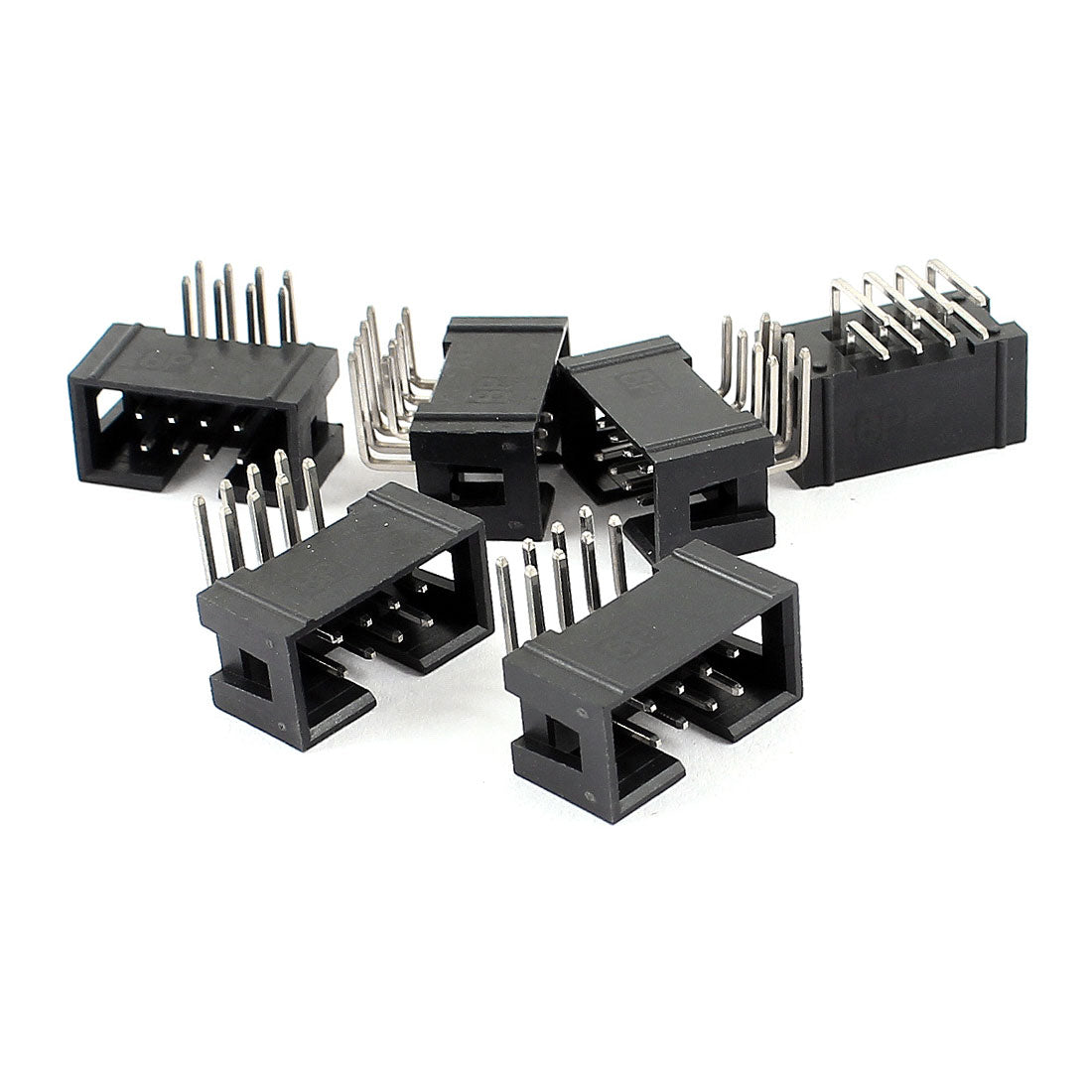uxcell Uxcell 6Pcs DC3-8PL 2x4 Pins 8P 2.54mm Pitch Right Angle Connector Pin IDC Box Headers