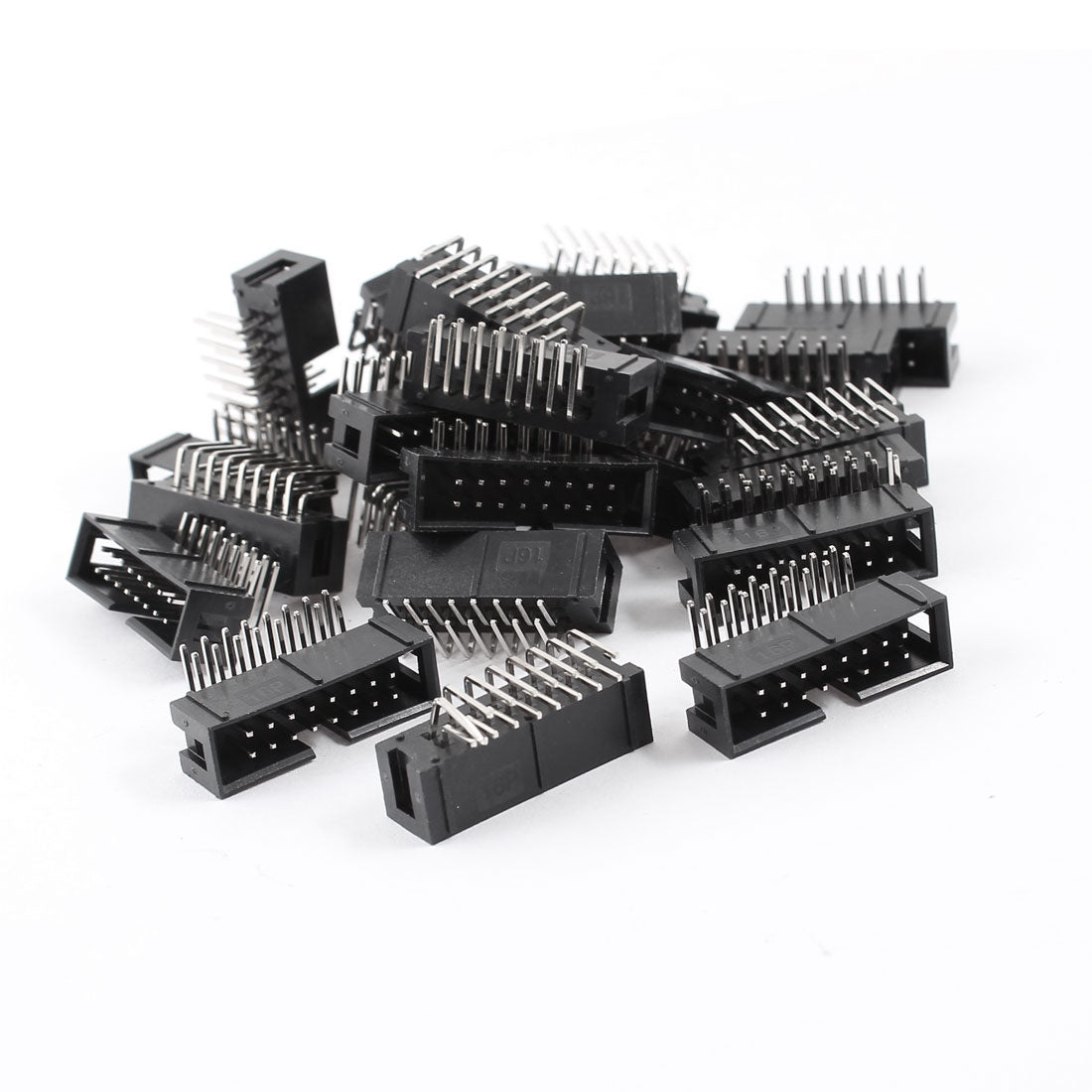 uxcell Uxcell 25Pcs DC3-16PL 2x8 Pins 16P 2.54mm Pitch Right Angle Connector Pin IDC Box Headers