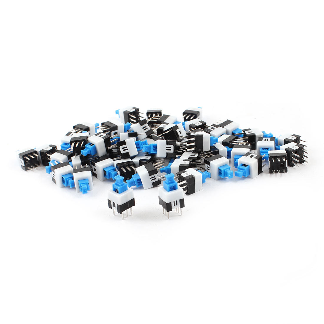 uxcell Uxcell 55Pcs 6 Pin Square 7mmx7mm Latching DPDT Mini Push Button Switch