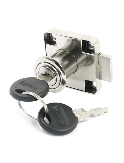 Harfington Uxcell Home Cabinet Display Case Door Metal Drawer Lock Silver Tone + 2 Keys
