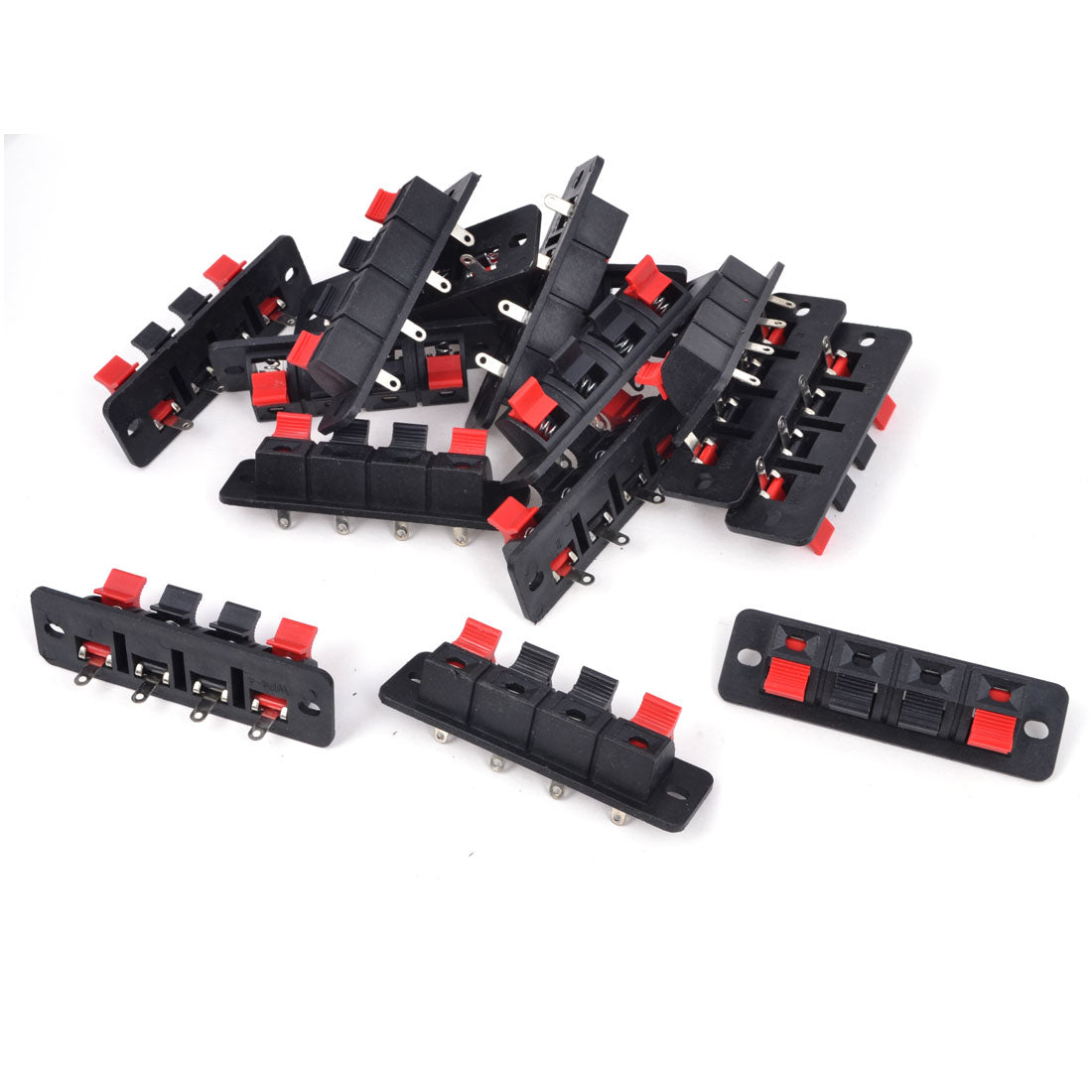 uxcell Uxcell 15Pcs 4 Way Stereo Speaker Plate Terminal Strip Push Release Connector Block