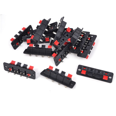 Harfington Uxcell 15Pcs 4 Way Stereo Speaker Plate Terminal Strip Push Release Connector Block