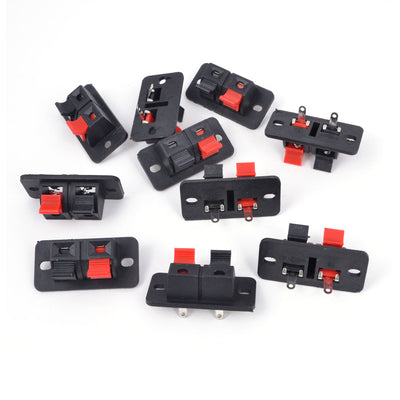 Harfington Uxcell 10Pcs 2 Way Stereo Speaker Plate Terminal Strip Push Release Connector Block