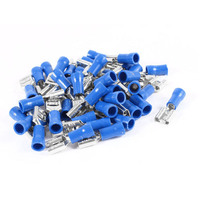 Harfington Uxcell 40 Pcs Blue Pre Insulated Sleeves AWG16-14 Cable Connect Spade Receptacle Crimp Terminals FDD 2-250