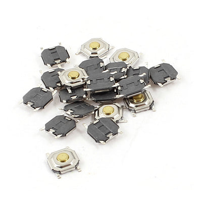 Harfington Uxcell 20pcs Momentary Panel PCB Surface Mounted Devices SMT Mount 4 Pins Round Push Button SPST Tactile Tact Switch 5mmx5mmx1.5mm