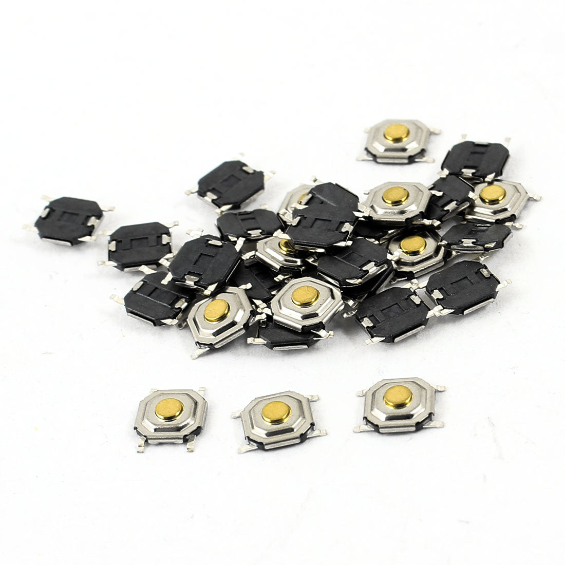 uxcell Uxcell 30pcs Momentary PCB Surface Mounted Devices SMT Mount 4 Pins Round Push Button SPST Tactile Tact Switch 4mmx4mmx1.5mm
