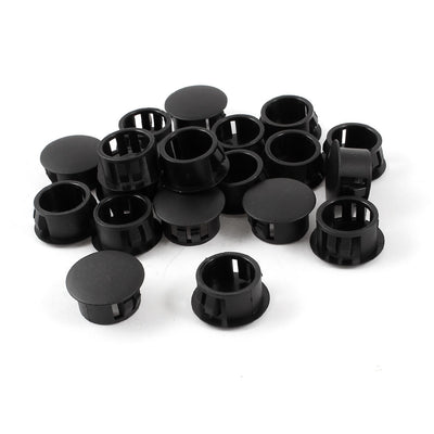 Harfington Uxcell 20pcs Black Plastic 16mm Diameter Snap in Type Locking Hole Button Cover 16mm x 20mm x 10mm