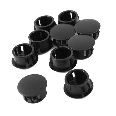 Harfington Uxcell 10pcs Black Plastic 16mm Diameter Snap in Type Locking Hole Button Cover 16mm x 20mm x 10mm