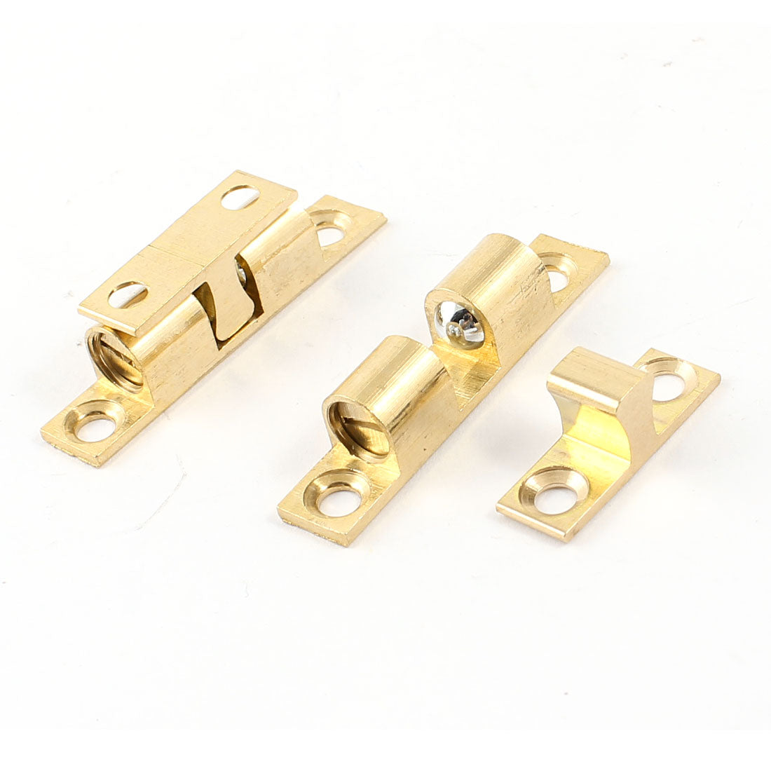 uxcell Uxcell 2pcs Office Home Drawer Cupboard Cabinet Door Gold Tone Brass Double Ball Catch 3.5mm Hole Dia 42mm Long
