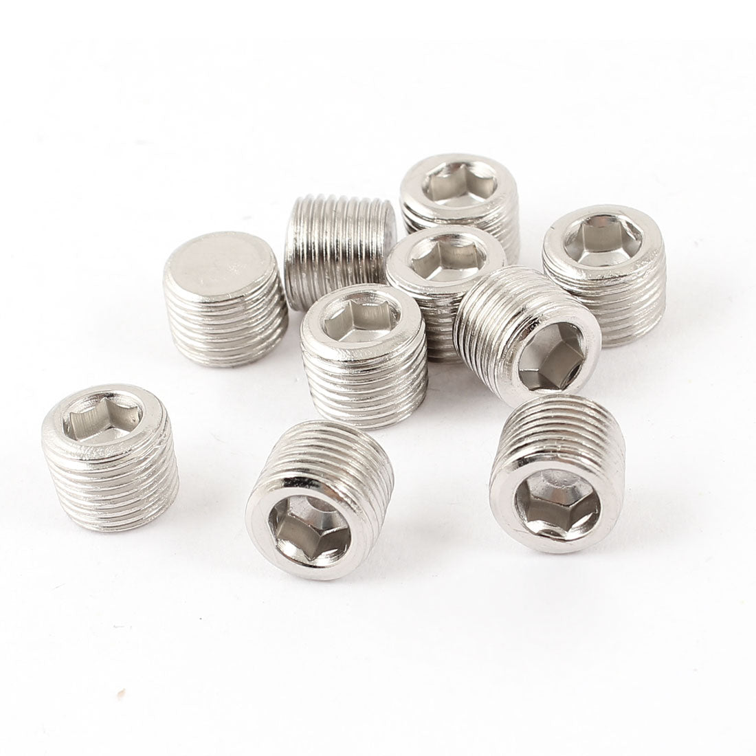 uxcell Uxcell 10 Pcs Internal Hex Head Pneumatic Pipe Fittings Socket Cap1/8PT Male Threaded