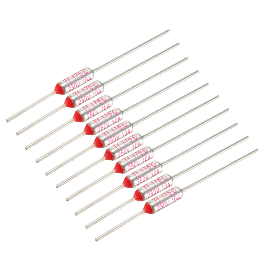 uxcell Uxcell 10 pcs Axial Leads Metal 175 Celsius Temperature Thermal Fuses
