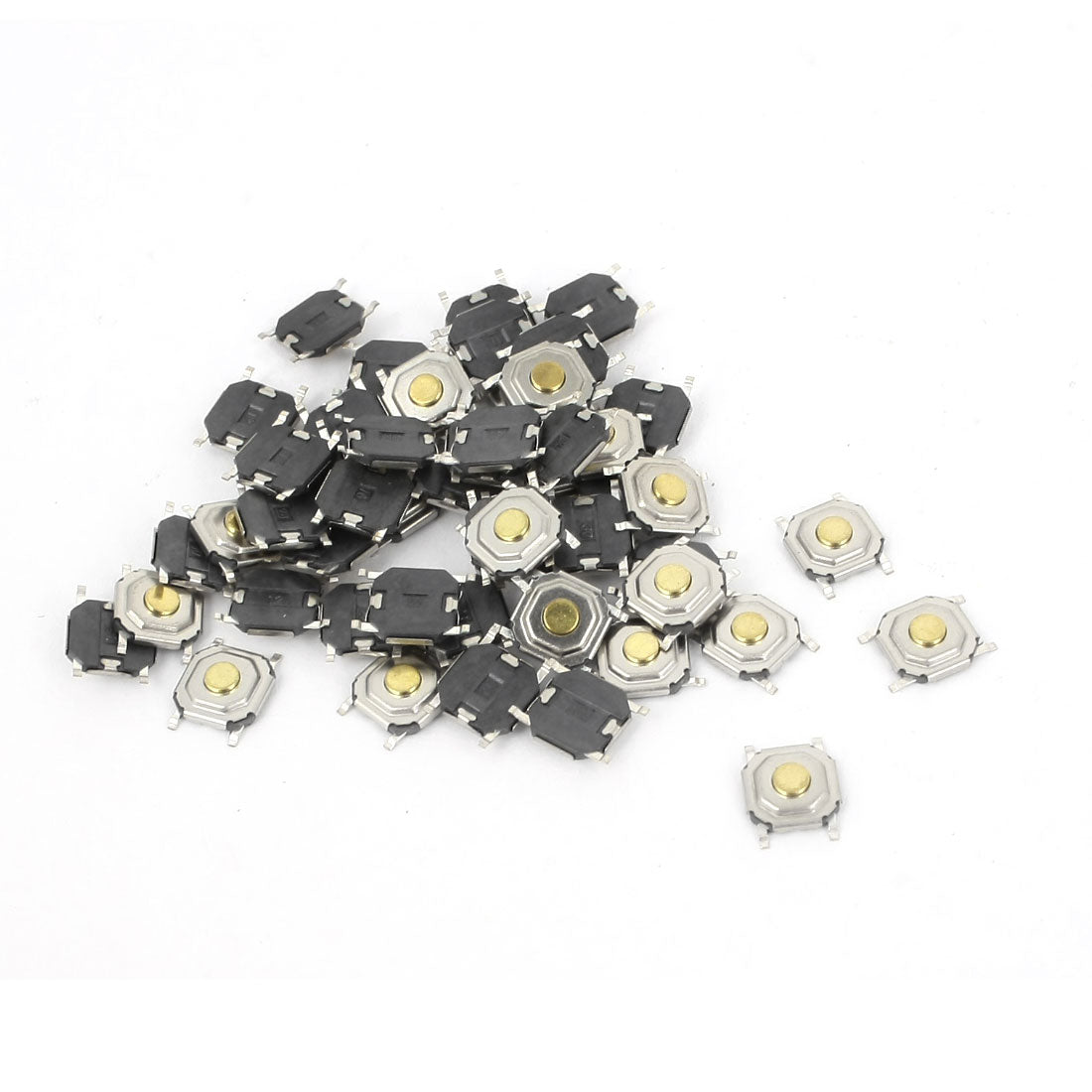 uxcell Uxcell 100 Pcs 5mmx5mmx1.5mm 4Pin Surface Mounted Devices Momentary Push Button Tact Tactile Micro Switches