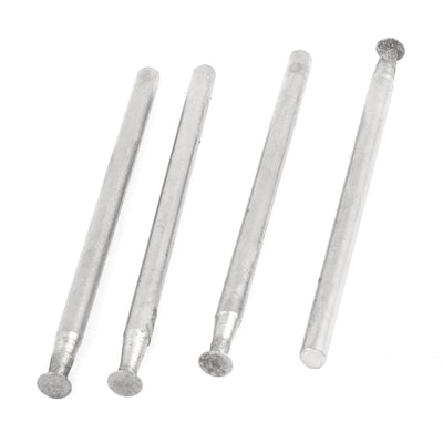 Harfington Uxcell Silver Tone Metal Shank Round Flat Tip Shaped Diamond Cylindrical Grinding Point 2.35mm x 3mm 4 Pcs