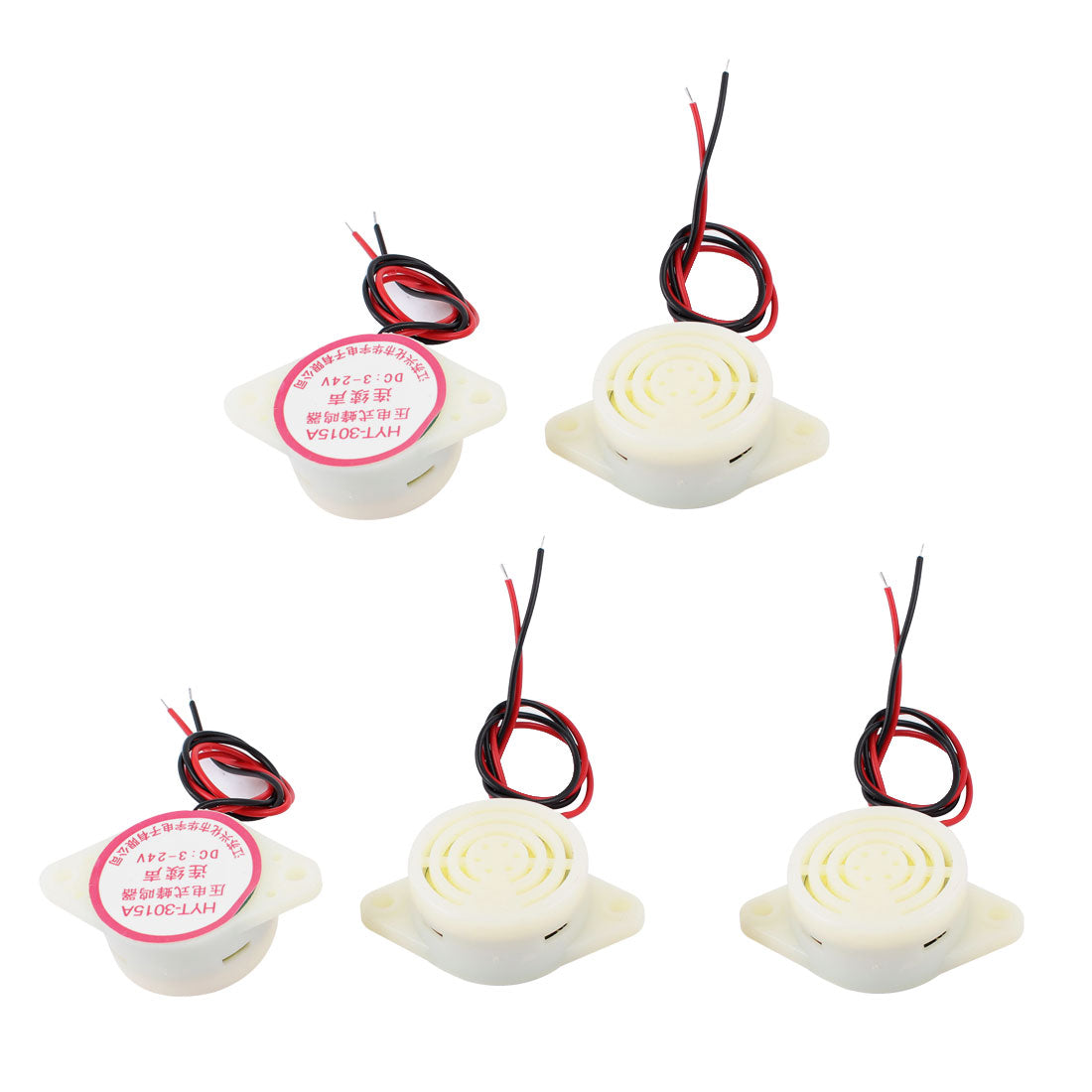 uxcell Uxcell 5 Pcs DC 3-24V Plastic Shell Continuous Sound Electronic Buzzer Alarm Beige