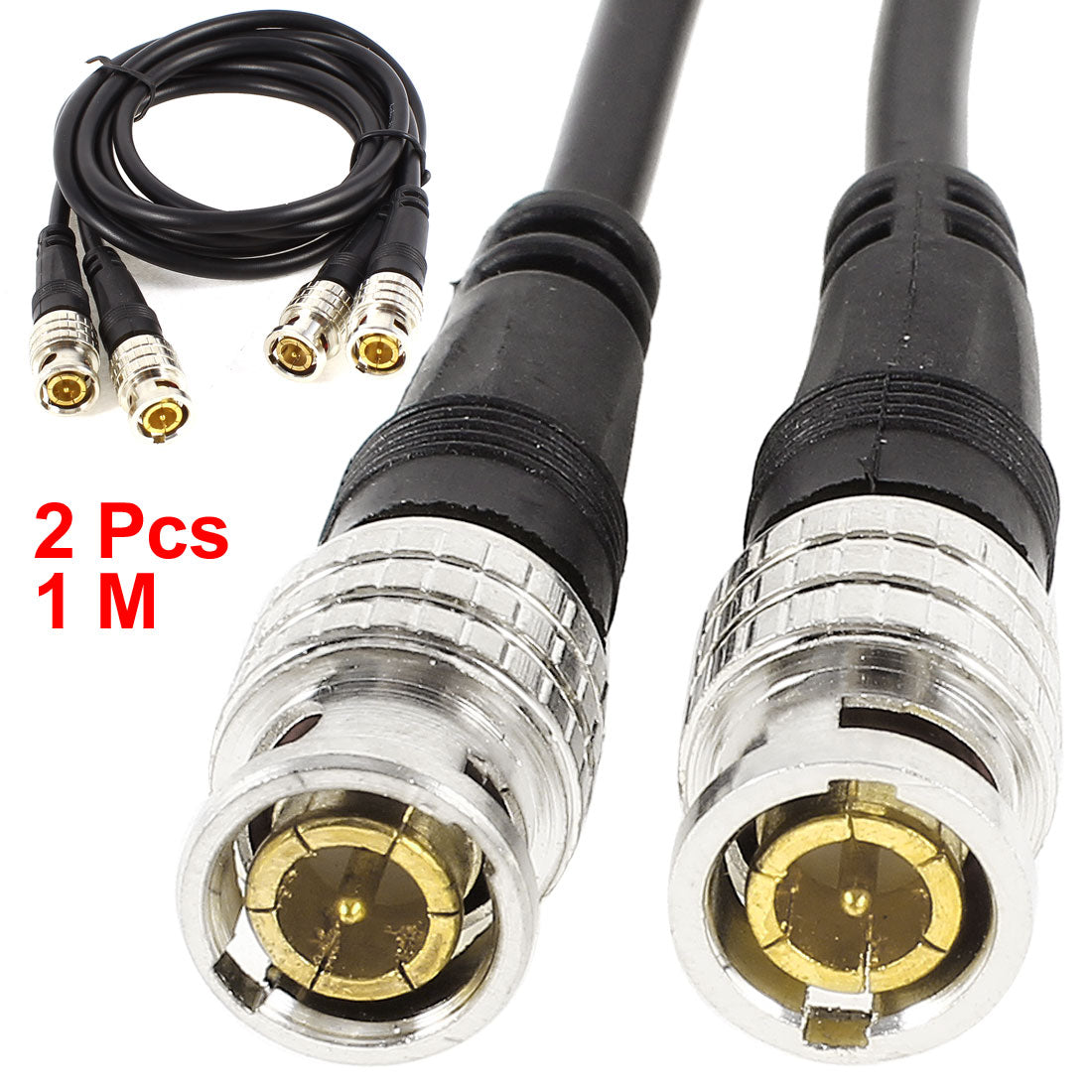 uxcell Uxcell 2 Pcs RG59 BNC Male to Male M/M Connector Coaxial Cable Cord 1 M 3Ft Long