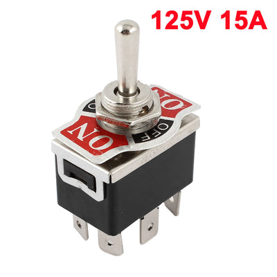 Harfington Uxcell Vehicle Black 6 Pin 3 Position Momentary On/Always Off/Momentary On DPDT Toggle Switch 125V 15A