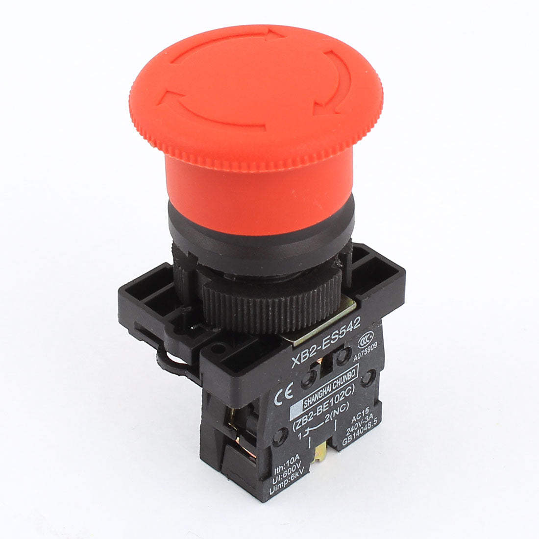 uxcell Uxcell Ui 600V Ith 10A SPST NC Emergency Stop Latching Red Mushroom Push Button Switch