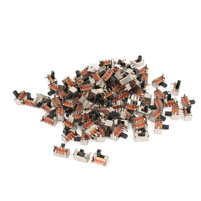 Harfington Uxcell 100 Pcs AC 250V 3A 3Pin 2Position PCB Mount SPDT Right Angle Miniature Slide Switch
