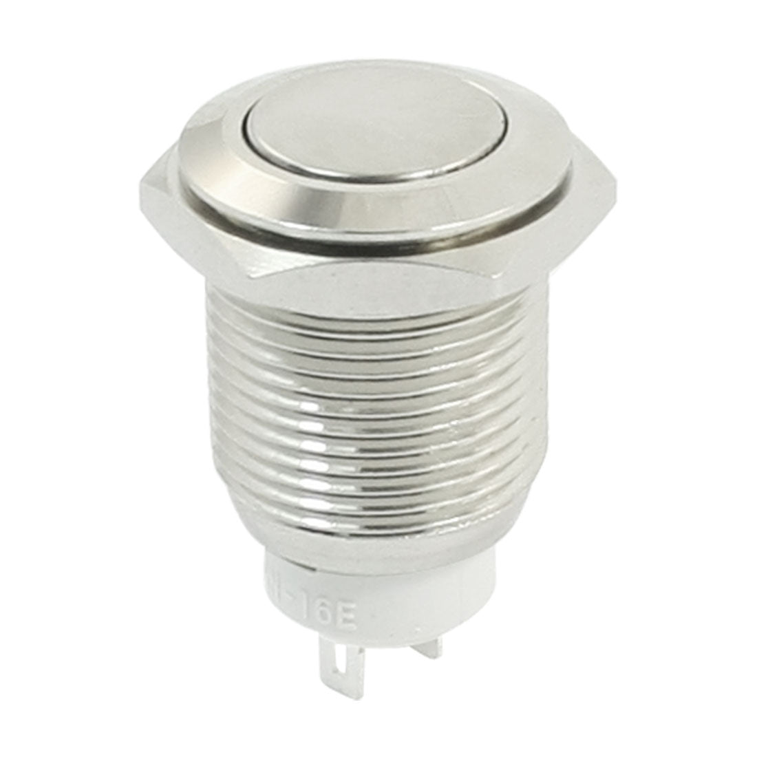 uxcell Uxcell DC 3-250V SPST Flat Head Panel Mount Latching Metal Push Button Switch 16mm Thread