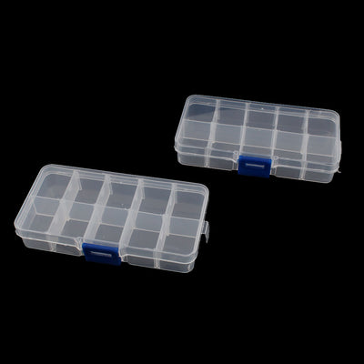 Harfington Uxcell 2 Pcs Clear Plastic 10 Sections Press Buckle Pill Tablet Box Holder
