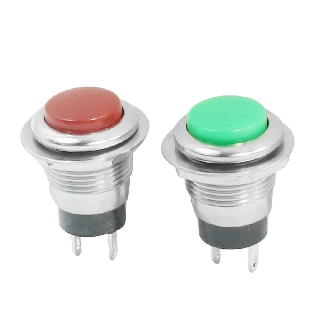 uxcell Uxcell 2pcs 2 Terminal 12mm Momentary SPST Red Green Push Button Switch AC125V 6A 250V 3A