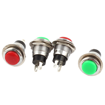 Harfington Uxcell 4PCS 12mm Mount SPST Momentary Red Green Button Switch AC125V 6A 250V 3A