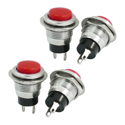 Harfington Uxcell 4PCS AC125V 6A 250V 3A Red Momentary SPST 2 Terminals Pushbutton Switch