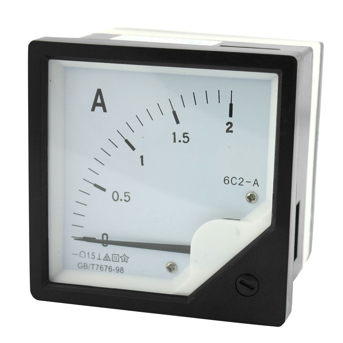 uxcell Uxcell DC 0-2A Measuring Range Class 1.5 Current Testing Rectangle Plastic Panel Analog Meter Amperemeter 6C2