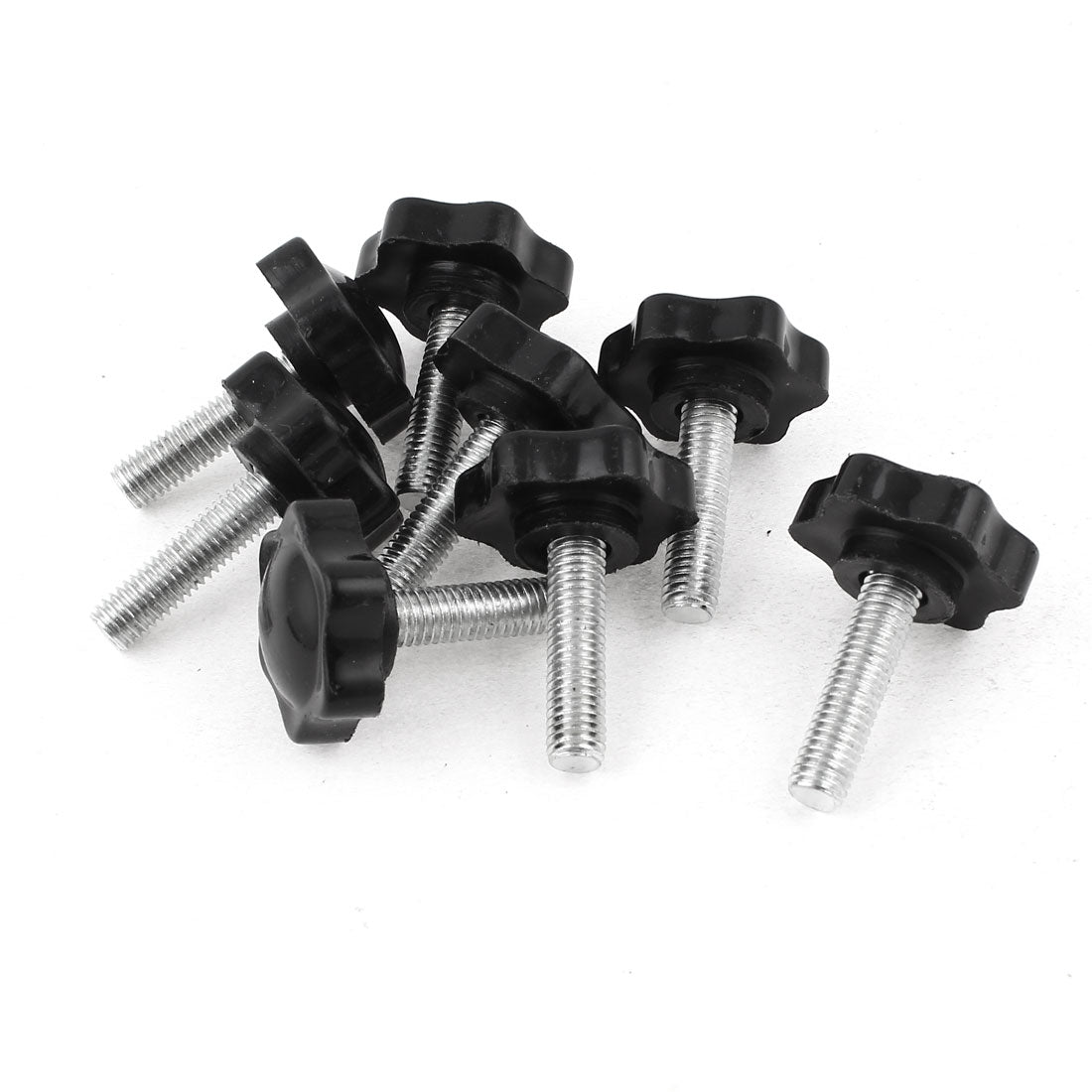 uxcell Uxcell 8 Pcs Black Spare Part M8 x 30mm Male Threaded Knurled Grip Star Knob