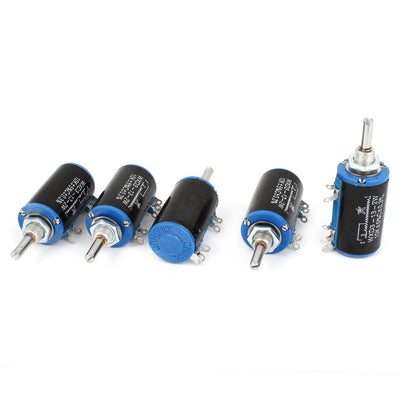 Harfington Uxcell WXD3-13 10K ohm 2W 4 Pin Terminals 10 Turn Wire Wound Potentiometer 5pcs