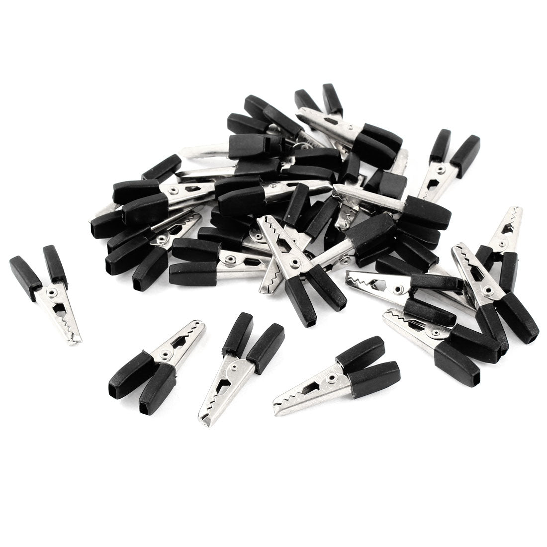 uxcell Uxcell 30 Pcs 35mm Long Black Plastic Testing Work Crocodile Clamps Alligator Clips
