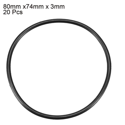 Harfington Uxcell 20 Pcs Black Rubber 80mm x 74mm Oil Seal O Rings Gaskets Washers