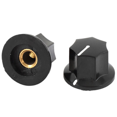 Harfington Uxcell 2pcs 6mm Insert Diameter Shaft Plastic Potentiometer Rotary Knob Pots Black