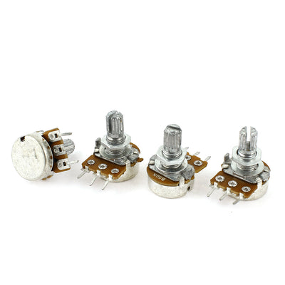 Harfington Uxcell 4 Pcs Single Linear 15mm Shaft Control Volume Rotary Potentiometers 50K Ohm WH148