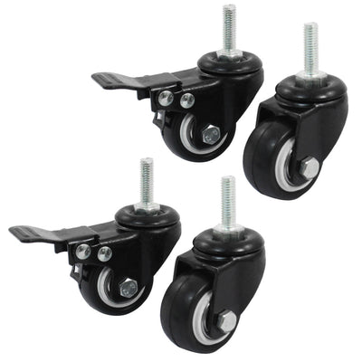 Harfington Uxcell M8 Thread 1.58" Wheel Rotatable Shopping Trolley Brake Swivel Caster Black 4pcs