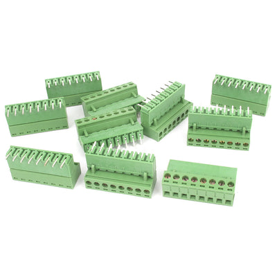 uxcell Uxcell 10Pcs AC 300V 10A 8P Pins PCB Screw Terminal Block Connector 5.08mm Pitch Green