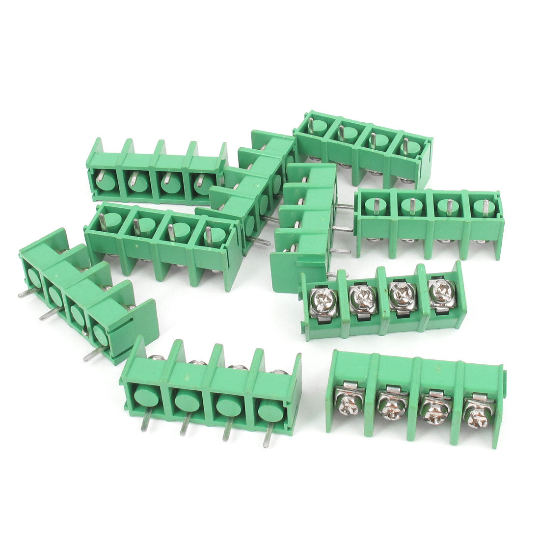 uxcell Uxcell 10pcs 4-Way 4Pin PCB Mounting Screw Terminal Block Connector