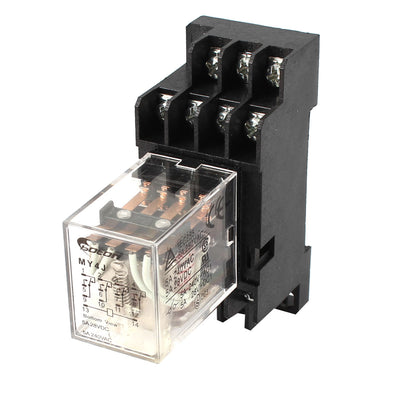 Harfington Uxcell MY4J-AC6V Coil 5A Electromagnetic Relay 14Pin 4PDT 4 NO 4 NC w Base Socket