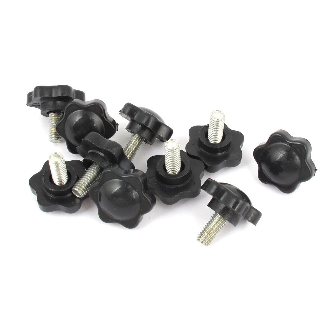 uxcell Uxcell 10PCS M6 x 12mm x 25mm  Hardware Star Clamping Knob Black Silver Tone