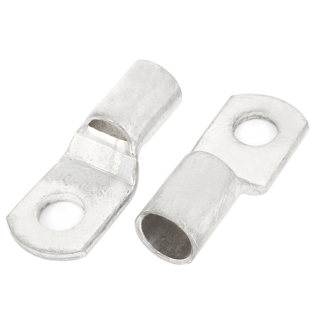 uxcell Uxcell 2 Pcs 70mm2 Cable Copper Lug Terminal Connector Silver Tone for 10mm 3/8" Dia Bolt