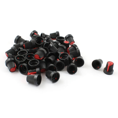 Harfington Uxcell 49pcs 6mm Knurled Shaft Red Top Taper Volume Knob Cap for Potentiometer Pot