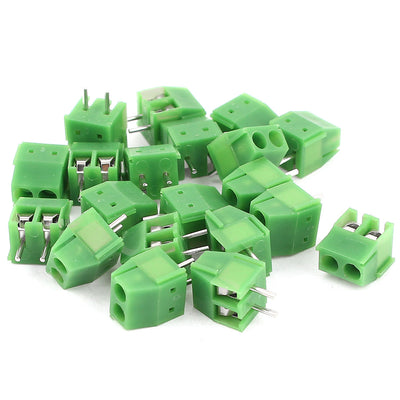Harfington Uxcell 20 Pcs 3.5mm Pitch 2Pin 2 Way Pluggable Type PCB Mounting Green Detachable Screw Terminal Block Connector